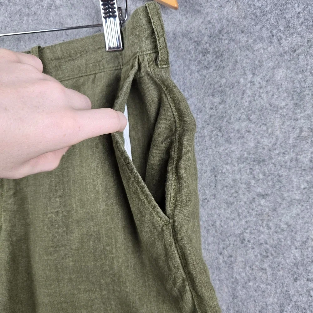J.Crew 100% Linen Shorts Mens 34 Green 7 Inch Inseam Casual Summer Beach